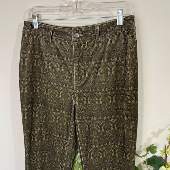 Free People Driftwood Burnt Print Bootcut Jeans Brown Size 30 Stretch velour - Picture 3 of 12